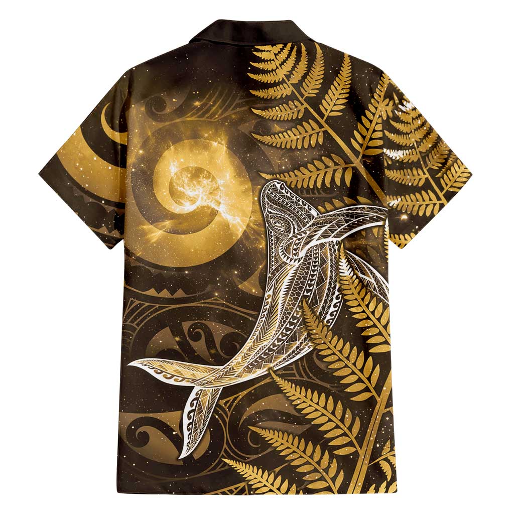 New Zealand Matariki Family Matching Long Sleeve Bodycon Dress and Hawaiian Shirt Maori Koru With Humpback Whale Gold LT05 - Polynesian Pride