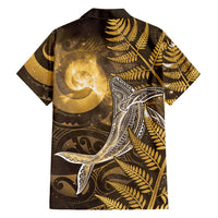 New Zealand Matariki Family Matching Puletasi and Hawaiian Shirt Maori Koru With Humpback Whale Gold LT05 - Polynesian Pride
