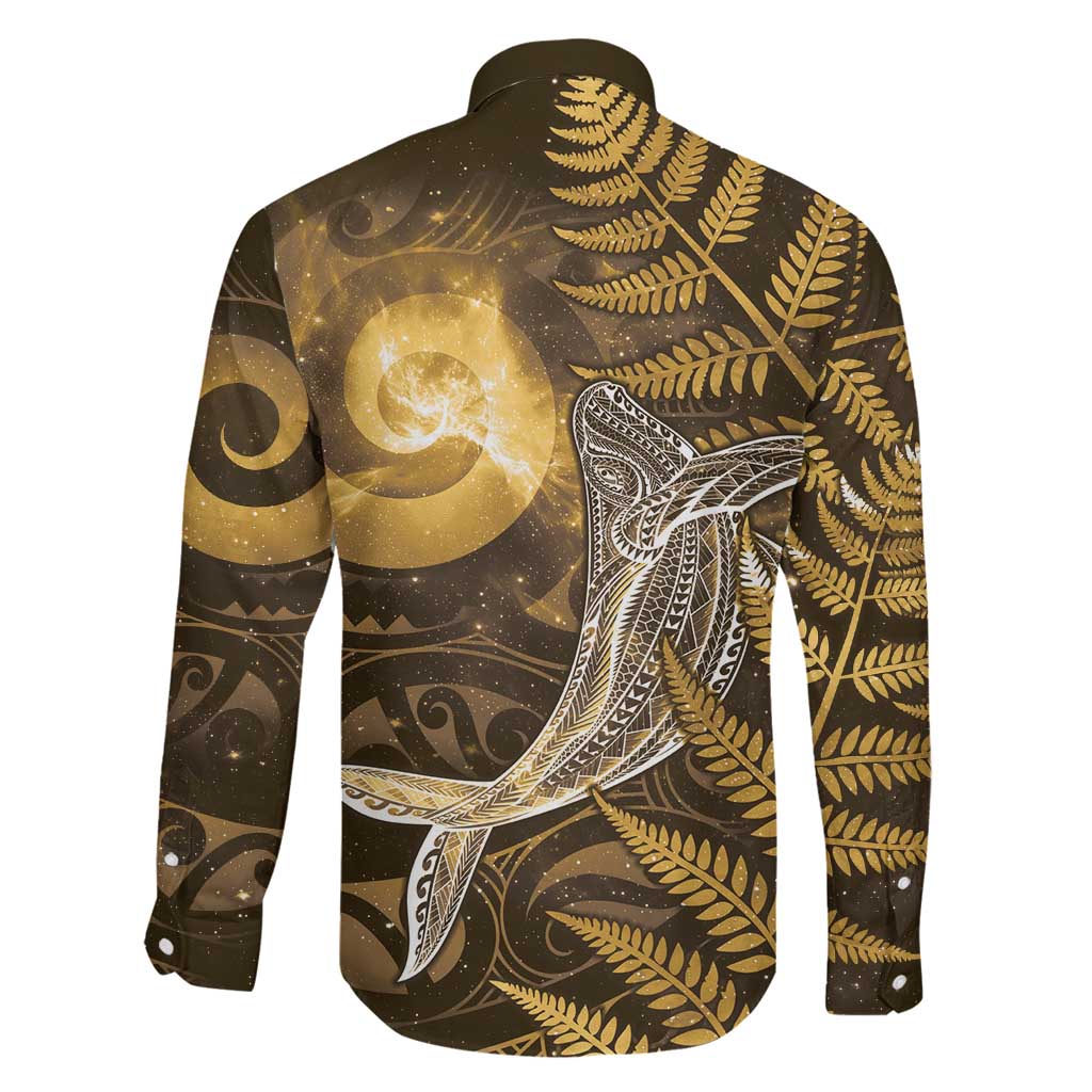 New Zealand Matariki Family Matching Tank Maxi Dress and Hawaiian Shirt Maori Koru With Humpback Whale Gold LT05 - Polynesian Pride