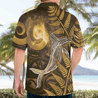 New Zealand Matariki Hawaiian Shirt Maori Koru With Humpback Whale Gold