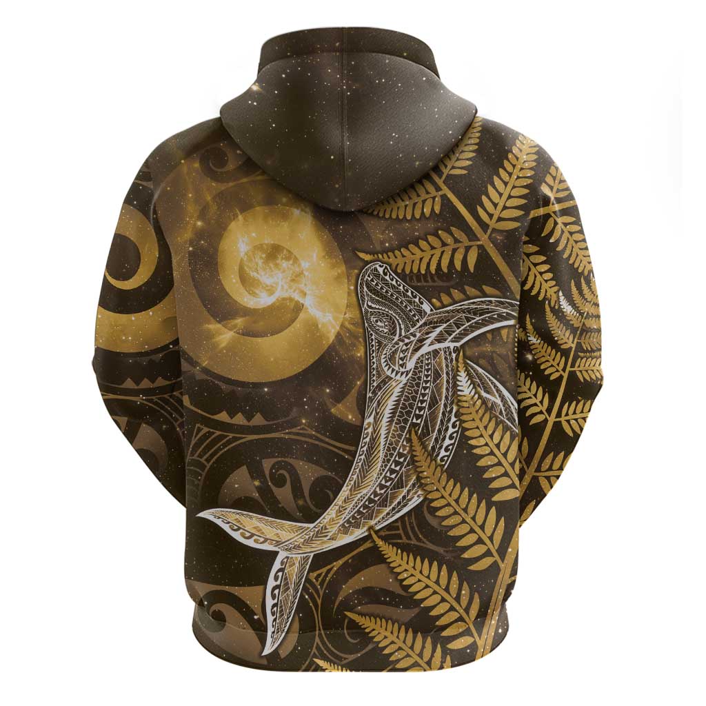 New Zealand Matariki Hoodie Maori Koru With Humpback Whale Gold