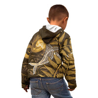 New Zealand Matariki Kid Hoodie Maori Koru With Humpback Whale Gold