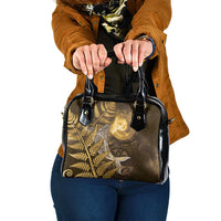 New Zealand Matariki Shoulder Handbag Maori Koru With Humpback Whale Gold