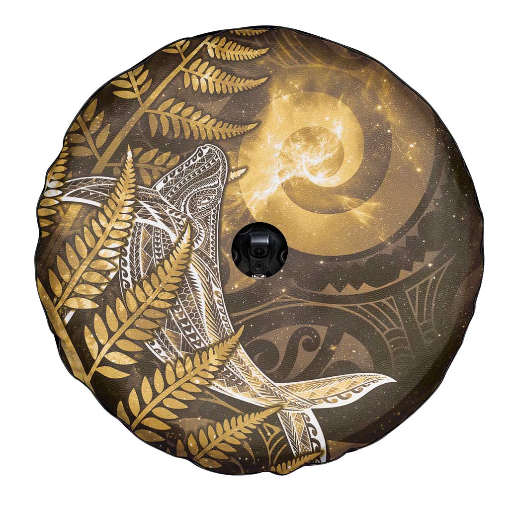 New Zealand Matariki Spare Tire Cover Maori Koru With Humpback Whale Gold