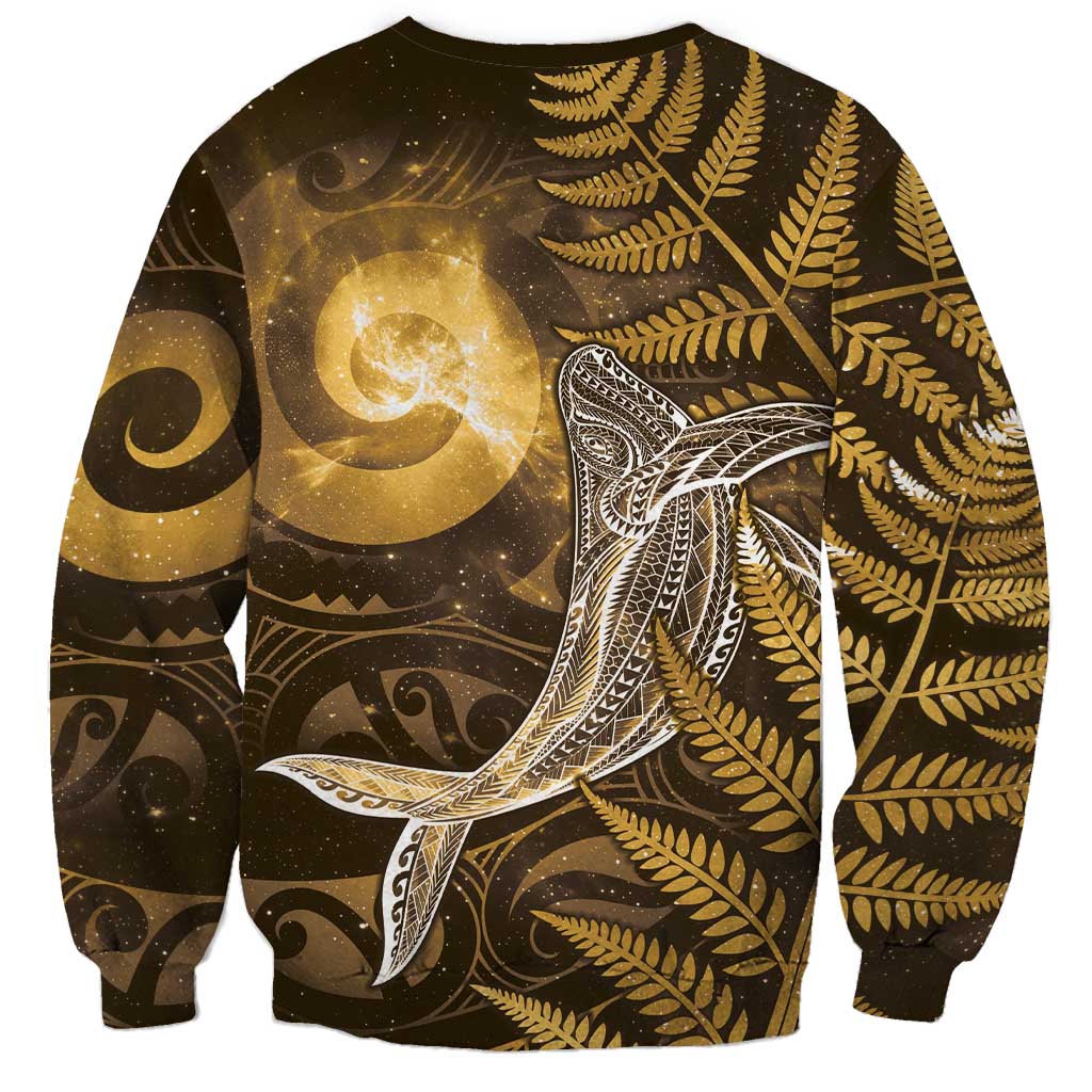 New Zealand Matariki Sweatshirt Maori Koru With Humpback Whale Gold
