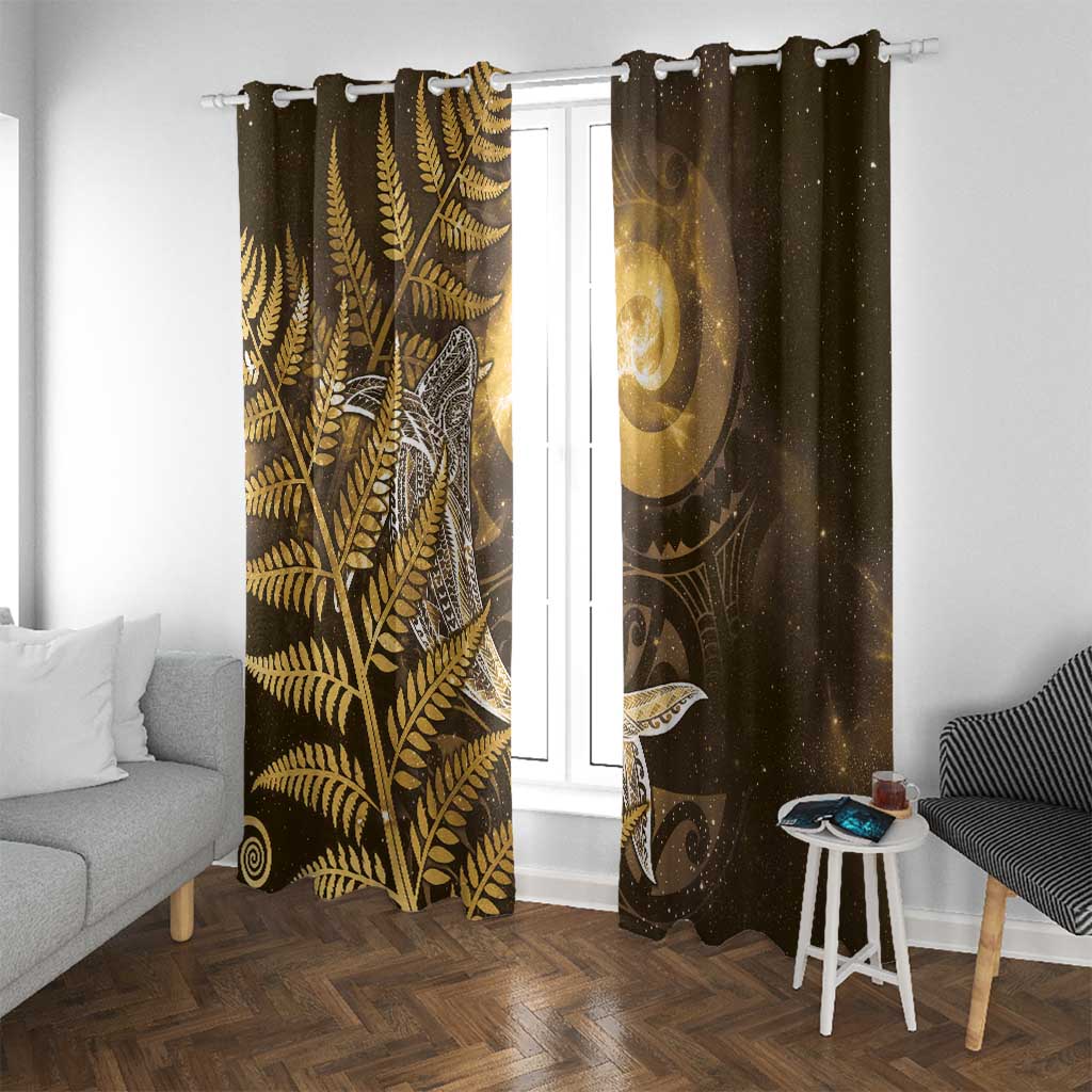 New Zealand Matariki Window Curtain Maori Koru With Humpback Whale Gold