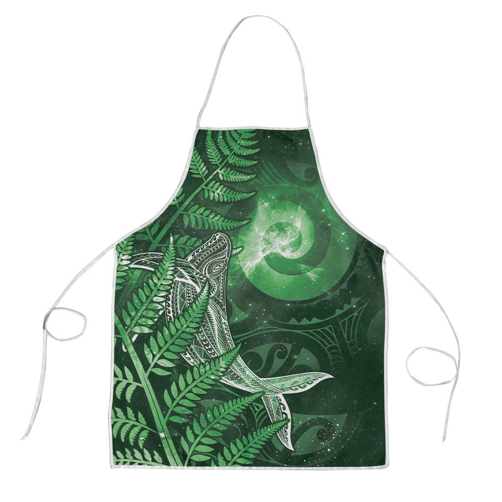 New Zealand Matariki Apron Maori Koru With Humpback Whale Green