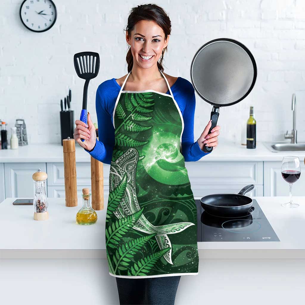 New Zealand Matariki Apron Maori Koru With Humpback Whale Green