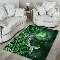 New Zealand Matariki Area Rug Maori Koru With Humpback Whale Green
