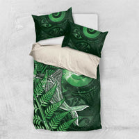 New Zealand Matariki Bedding Set Maori Koru With Humpback Whale Green