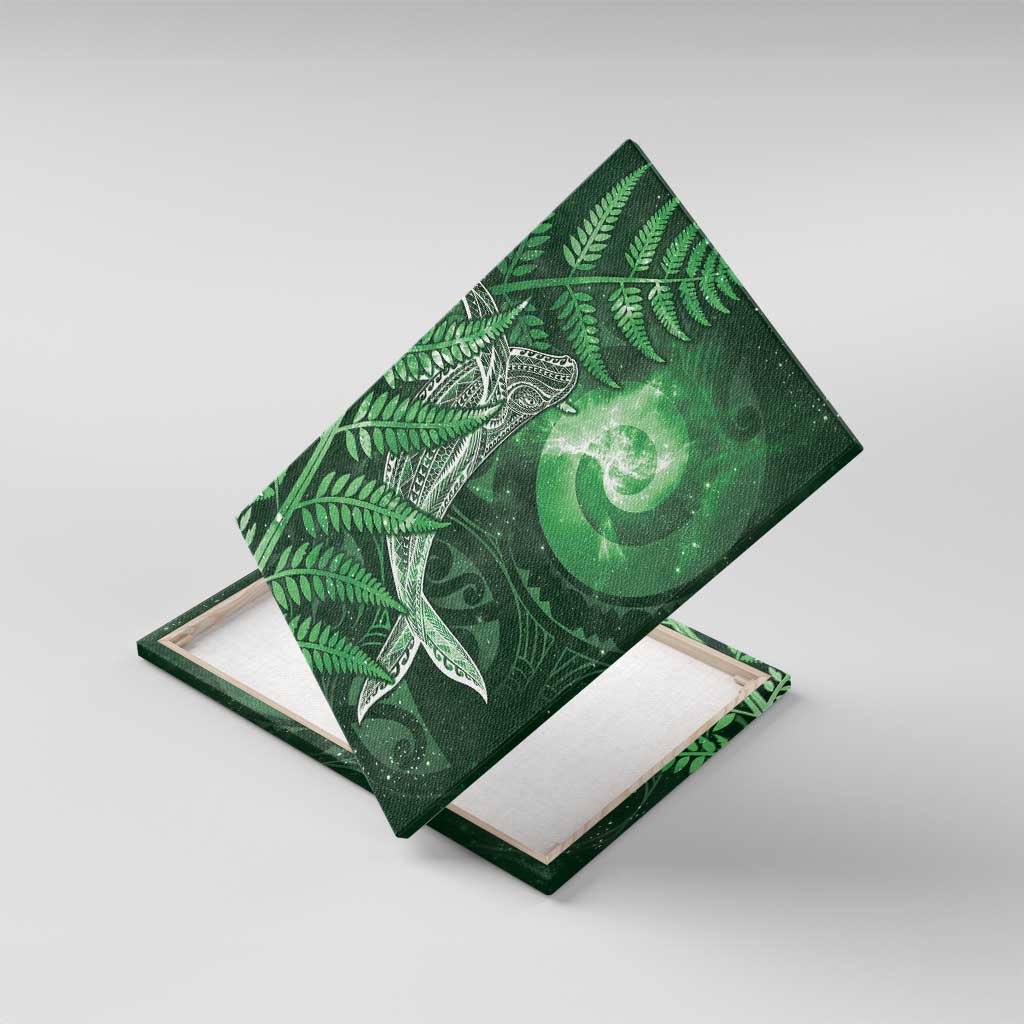 New Zealand Matariki Canvas Wall Art Maori Koru With Humpback Whale Green