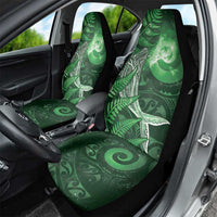 New Zealand Matariki Car Seat Cover Maori Koru With Humpback Whale Green