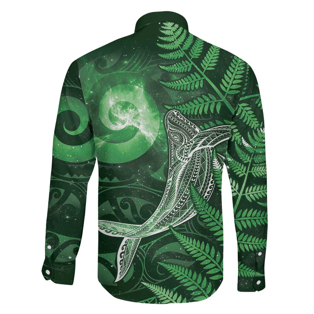 New Zealand Matariki Family Matching Off Shoulder Short Dress and Hawaiian Shirt Maori Koru With Humpback Whale Green LT05 - Polynesian Pride