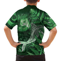 New Zealand Matariki Family Matching Puletasi and Hawaiian Shirt Maori Koru With Humpback Whale Green LT05 - Polynesian Pride