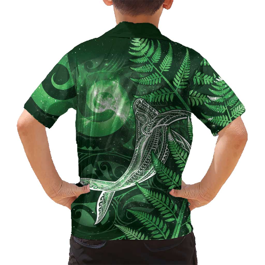 New Zealand Matariki Family Matching Tank Maxi Dress and Hawaiian Shirt Maori Koru With Humpback Whale Green LT05 - Polynesian Pride