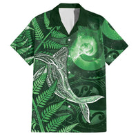 New Zealand Matariki Family Matching Tank Maxi Dress and Hawaiian Shirt Maori Koru With Humpback Whale Green LT05 Dad's Shirt - Short Sleeve Green - Polynesian Pride