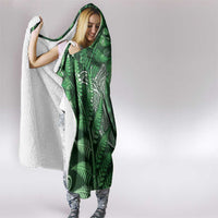 New Zealand Matariki Hooded Blanket Maori Koru With Humpback Whale Green