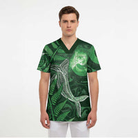 New Zealand Matariki Scrub Top Maori Koru With Humpback Whale Green