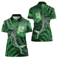 New Zealand Matariki Women Polo Shirt Maori Koru With Humpback Whale Green