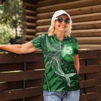New Zealand Matariki Women Polo Shirt Maori Koru With Humpback Whale Green