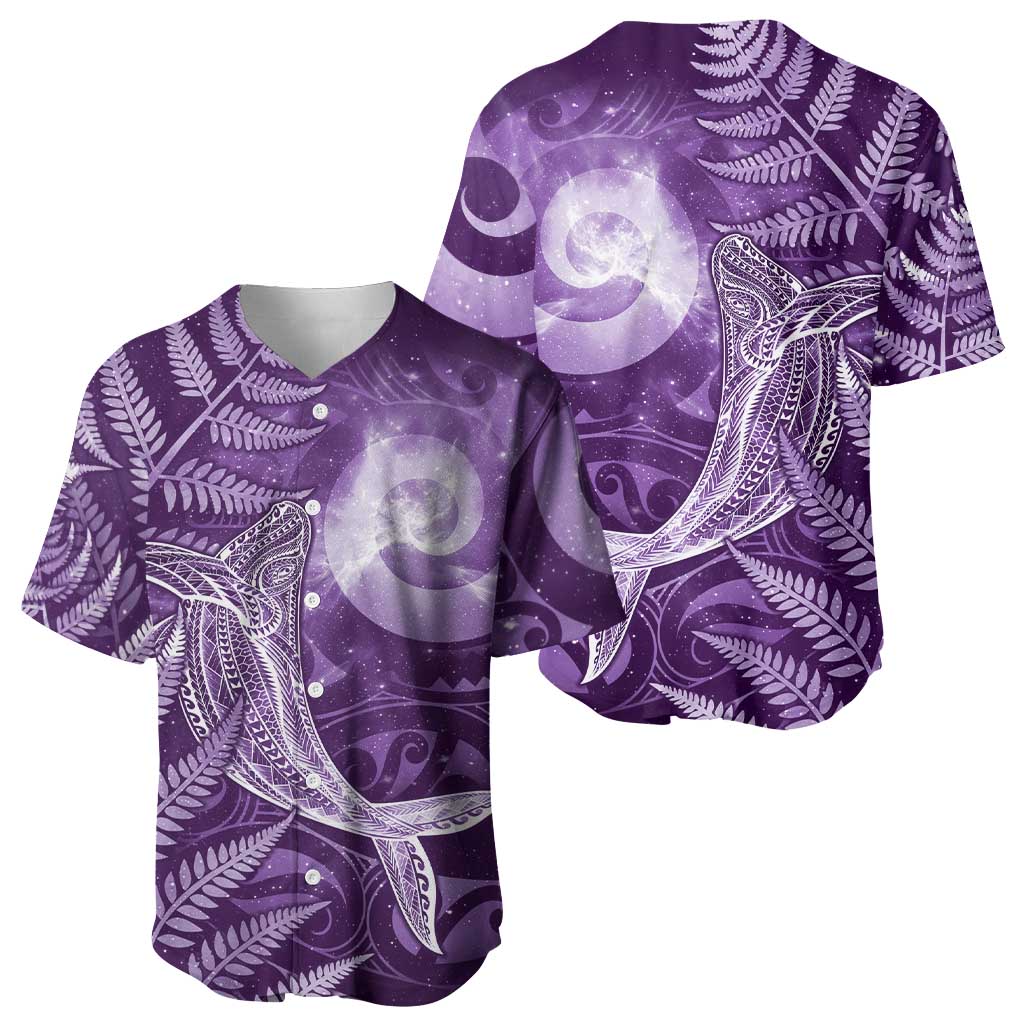 New Zealand Matariki Baseball Jersey Maori Koru With Humpback Whale Purple