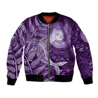 New Zealand Matariki Bomber Jacket Maori Koru With Humpback Whale Purple