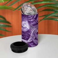 New Zealand Matariki 4 in 1 Can Cooler Tumbler Maori Koru With Humpback Whale Purple