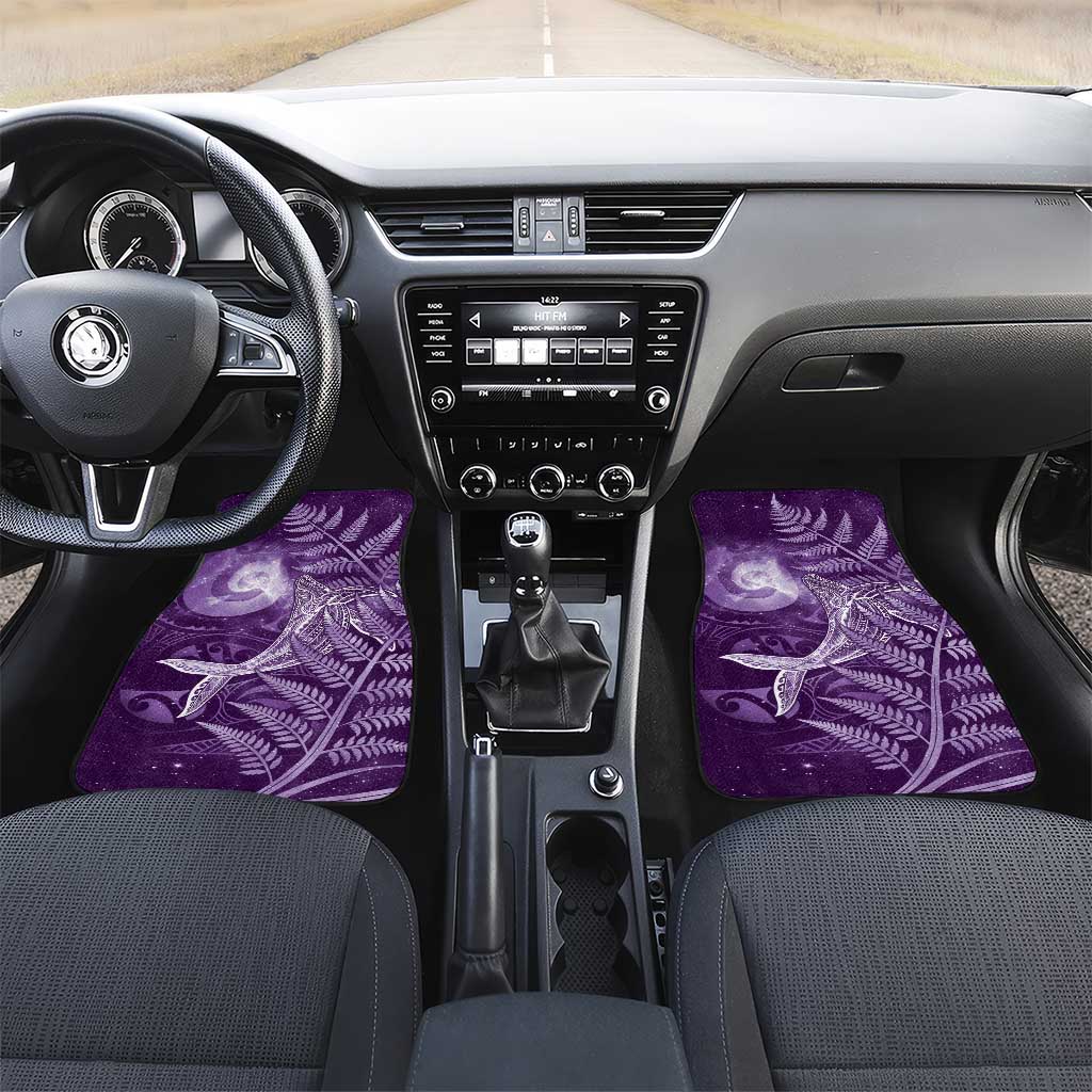 New Zealand Matariki Car Mats Maori Koru With Humpback Whale Purple