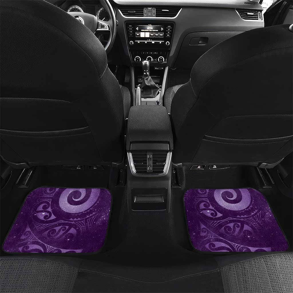 New Zealand Matariki Car Mats Maori Koru With Humpback Whale Purple