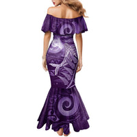 New Zealand Matariki Family Matching Mermaid Dress and Hawaiian Shirt Maori Koru With Humpback Whale Purple LT05 - Polynesian Pride