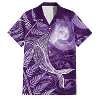 New Zealand Matariki Family Matching Puletasi and Hawaiian Shirt Maori Koru With Humpback Whale Purple LT05 Dad's Shirt - Short Sleeve Purple - Polynesian Pride