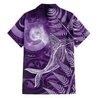 New Zealand Matariki Family Matching Puletasi and Hawaiian Shirt Maori Koru With Humpback Whale Purple LT05 - Polynesian Pride