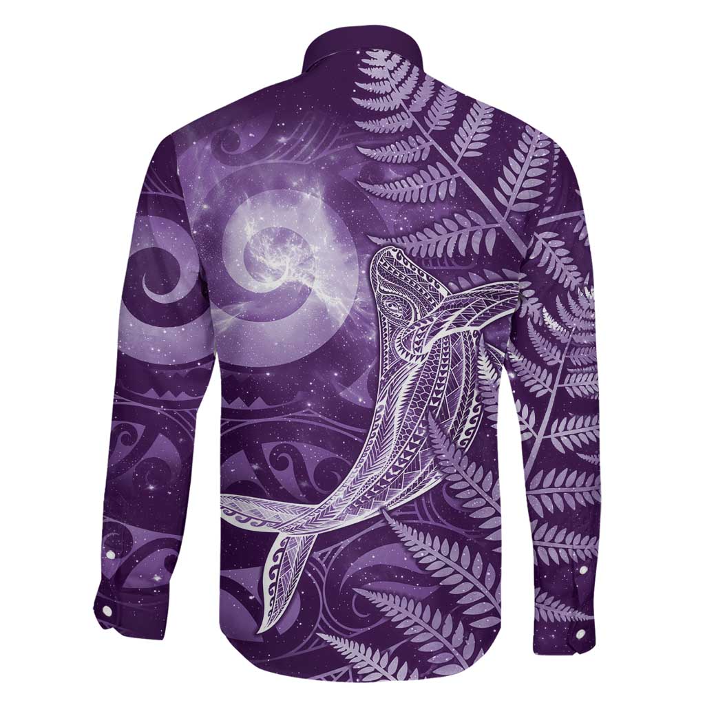 New Zealand Matariki Family Matching Summer Maxi Dress and Hawaiian Shirt Maori Koru With Humpback Whale Purple LT05 - Polynesian Pride