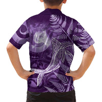 New Zealand Matariki Family Matching Tank Maxi Dress and Hawaiian Shirt Maori Koru With Humpback Whale Purple LT05 - Polynesian Pride