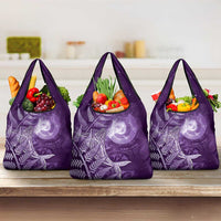 New Zealand Matariki Grocery Bag Maori Koru With Humpback Whale Purple