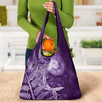 New Zealand Matariki Grocery Bag Maori Koru With Humpback Whale Purple
