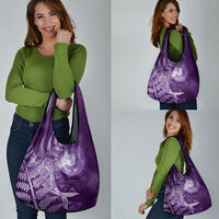 New Zealand Matariki Grocery Bag Maori Koru With Humpback Whale Purple