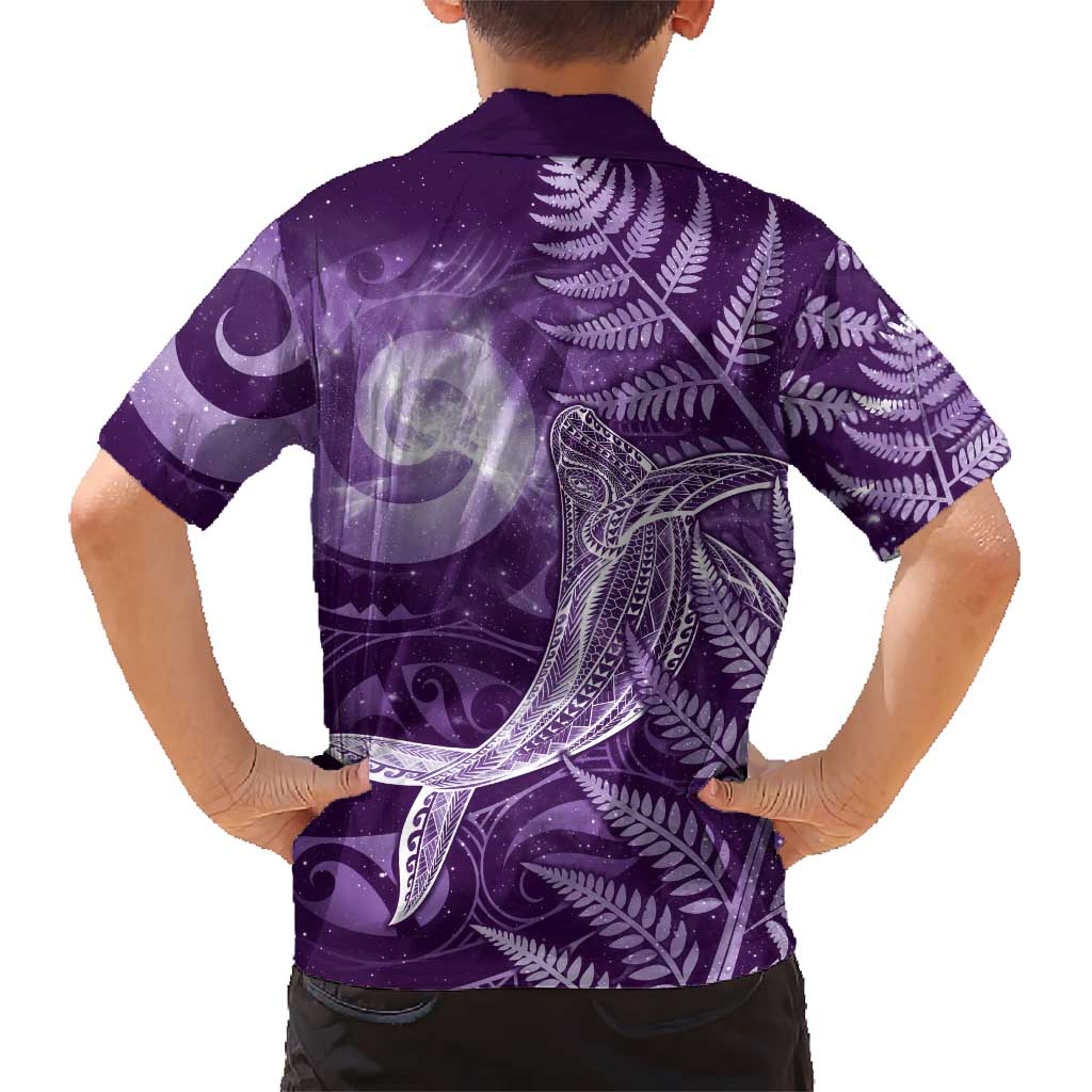 New Zealand Matariki Hawaiian Shirt Maori Koru With Humpback Whale Purple