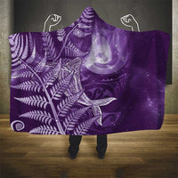 New Zealand Matariki Hooded Blanket Maori Koru With Humpback Whale Purple