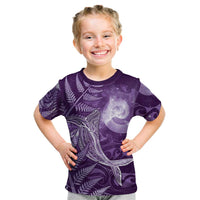 New Zealand Matariki Kid T Shirt Maori Koru With Humpback Whale Purple