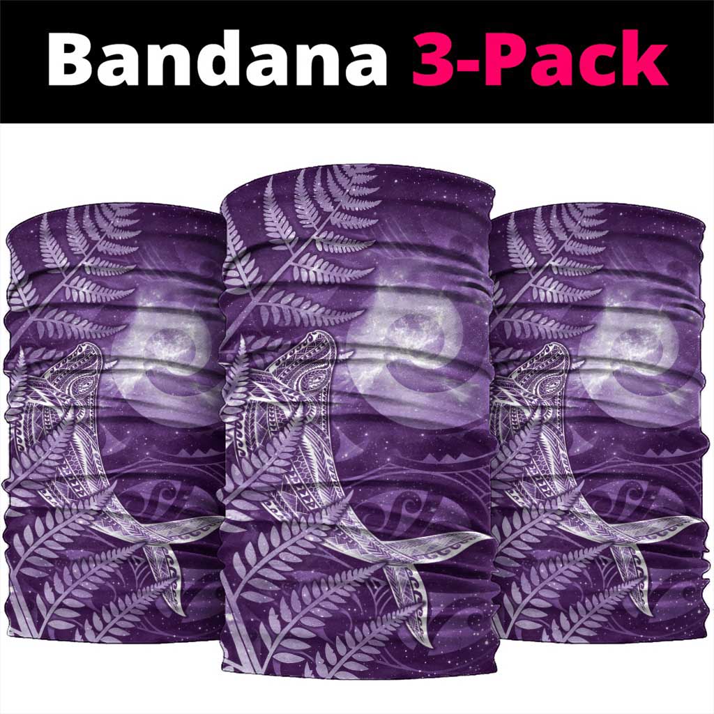 New Zealand Matariki Neck Gaiter Maori Koru With Humpback Whale Purple