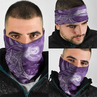 New Zealand Matariki Neck Gaiter Maori Koru With Humpback Whale Purple