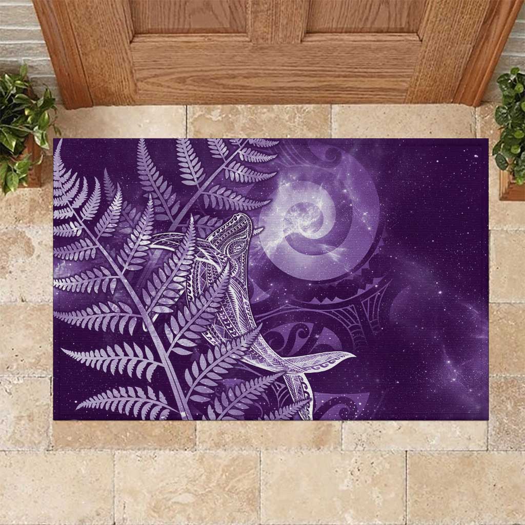 New Zealand Matariki Rubber Doormat Maori Koru With Humpback Whale Purple