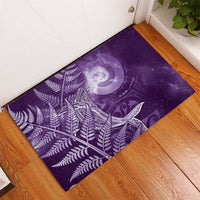 New Zealand Matariki Rubber Doormat Maori Koru With Humpback Whale Purple