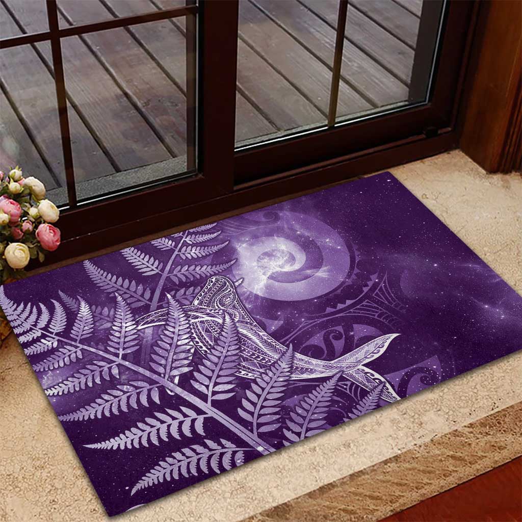 New Zealand Matariki Rubber Doormat Maori Koru With Humpback Whale Purple