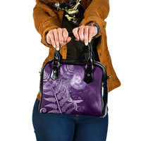 New Zealand Matariki Shoulder Handbag Maori Koru With Humpback Whale Purple