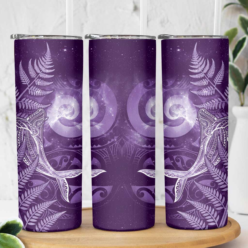 New Zealand Matariki Skinny Tumbler Maori Koru With Humpback Whale Purple LT05 - Polynesian Pride