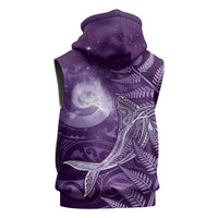 New Zealand Matariki Sleeveless Hoodie Maori Koru With Humpback Whale Purple