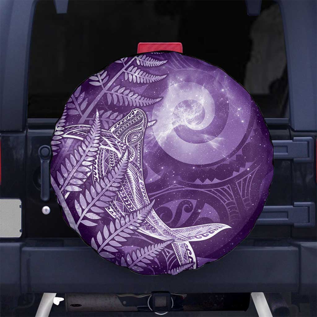 New Zealand Matariki Spare Tire Cover Maori Koru With Humpback Whale Purple