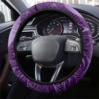 New Zealand Matariki Steering Wheel Cover Maori Koru With Humpback Whale Purple